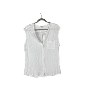 James Perse Standard White Sleeveless Button Front Blouse Size 4 (XL)